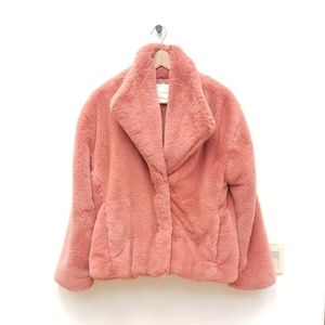Anthropologie Faux Fur Short Jacket Burnt Orange Medium